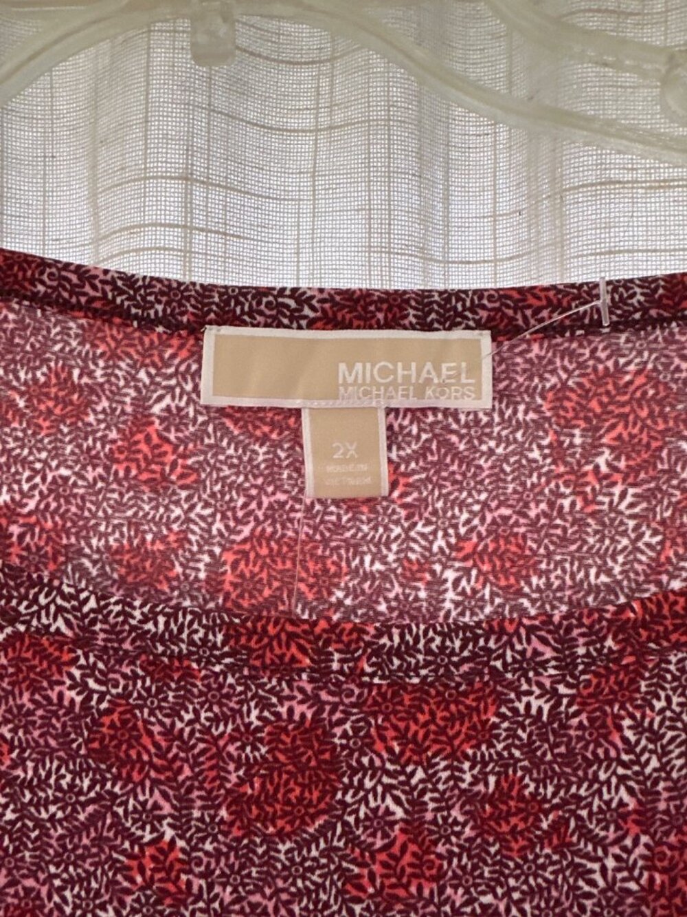 MICHAEL Michael Kors - Plus Size Augusta Border Short Sleeve Dress (Sangria) - Picture 3 of 7